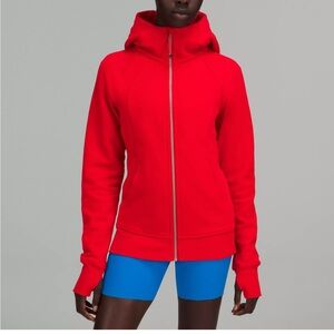 EUC Lululemon full zip scuba hoodie, 10 red
